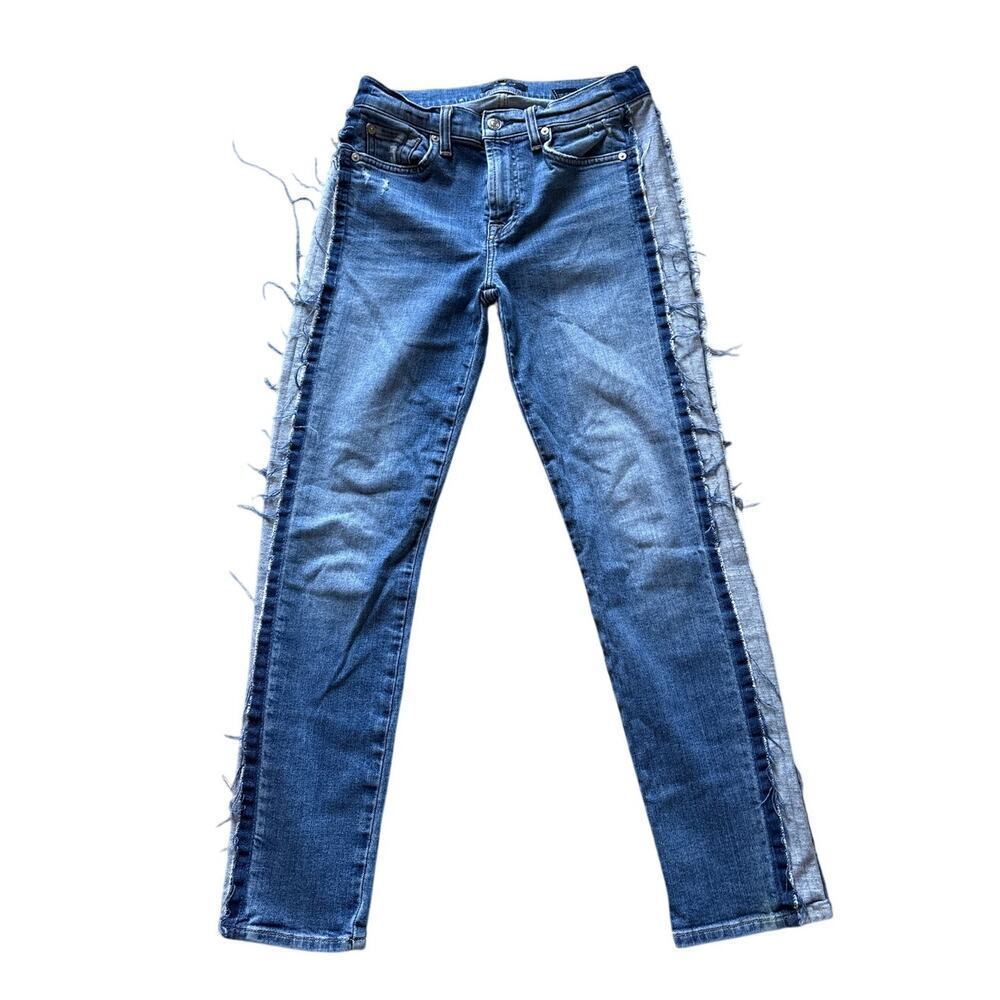 7 For All Mankind Raw Edge Tuxedo Stripe Jeans Y2K